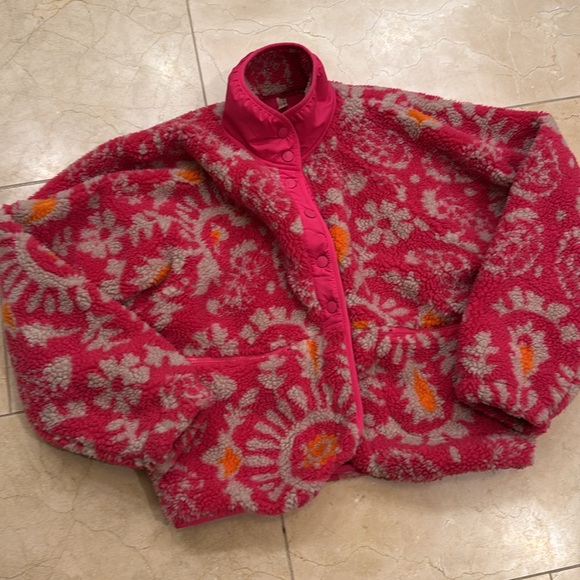 Free people movement hit the slopes button up fleece jacket hot pink xs - Picture 4 of 8